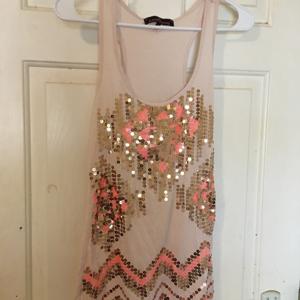 sparkly pink tank top